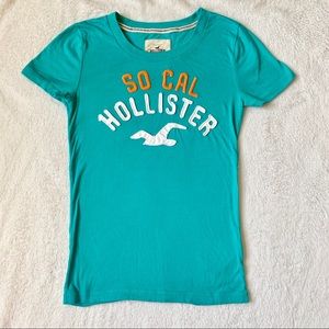 🍍 Hollister teal graphic logo t-shirt size S